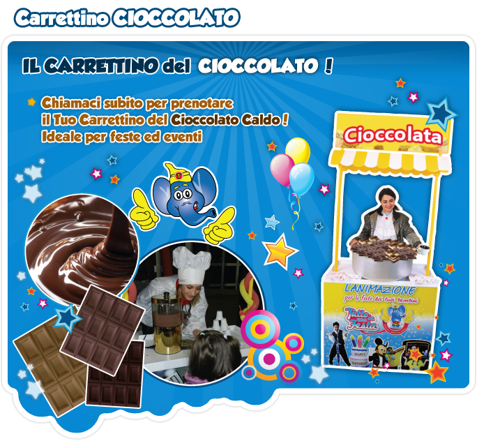 Chiamaci subito per prenotare il Tuo Carrettino del Cioccolato! Ideale per feste ed eventi